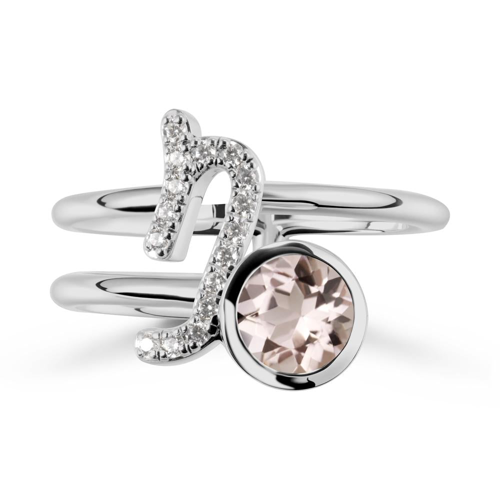 Capricorn Zodiac Round Morganite Ring - LUO Jewelry #metal_platinum