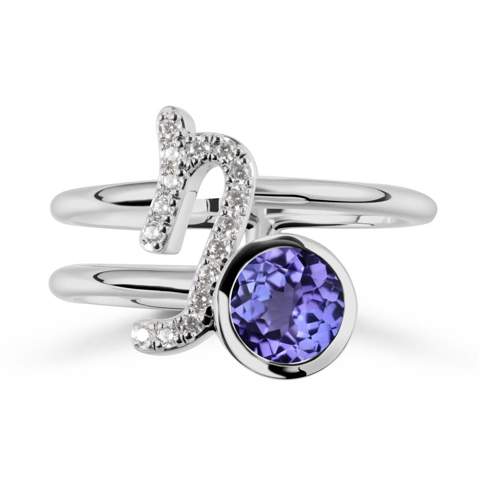 Unique Tanzanite Capricorn Zodiac Ring -Steadfast & Enduring - LUO Jewelry #metal_platinum