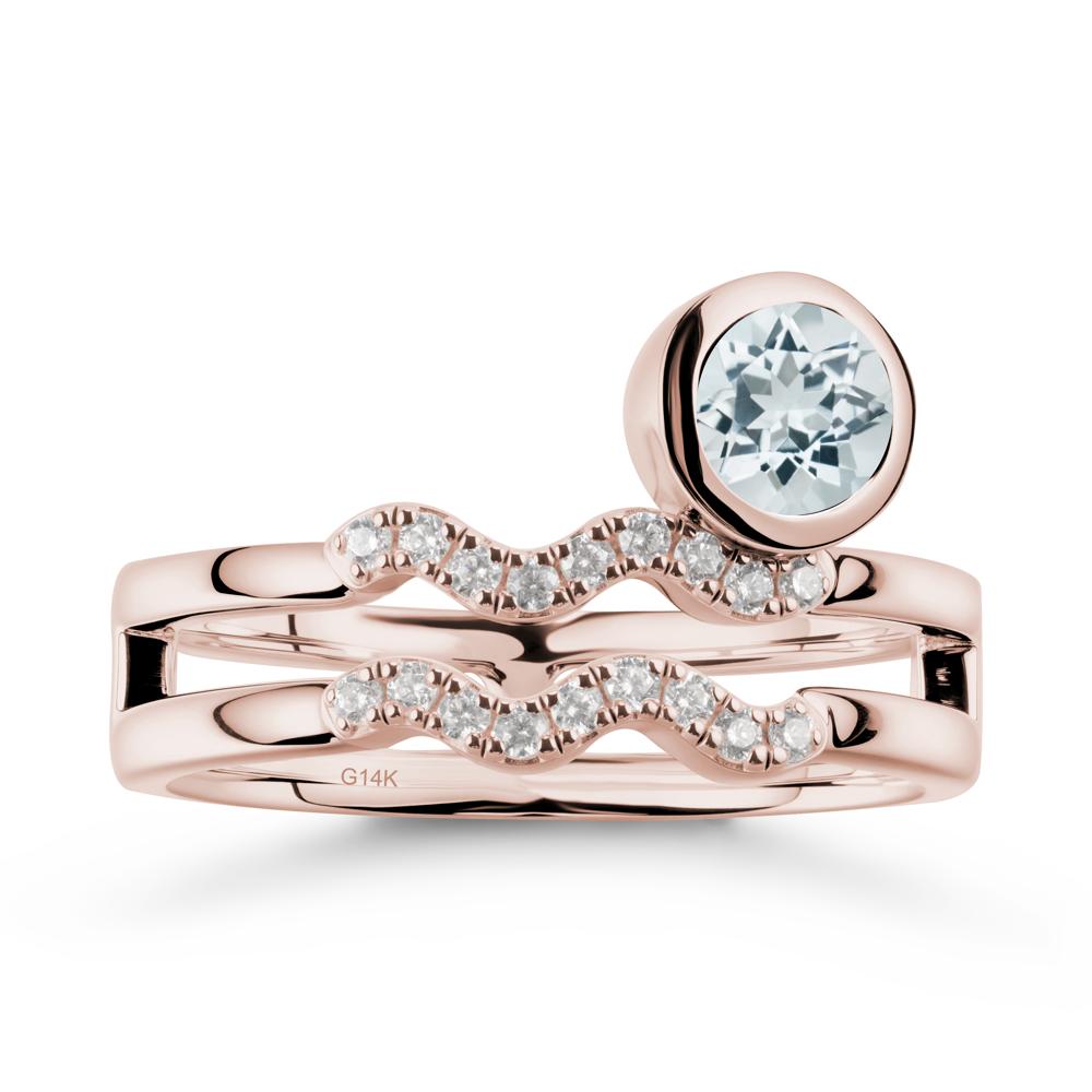 Aquarius Zodiac Aquamarine Ring -Innovative and Unique - LUO Jewelry #metal_14k rose gold