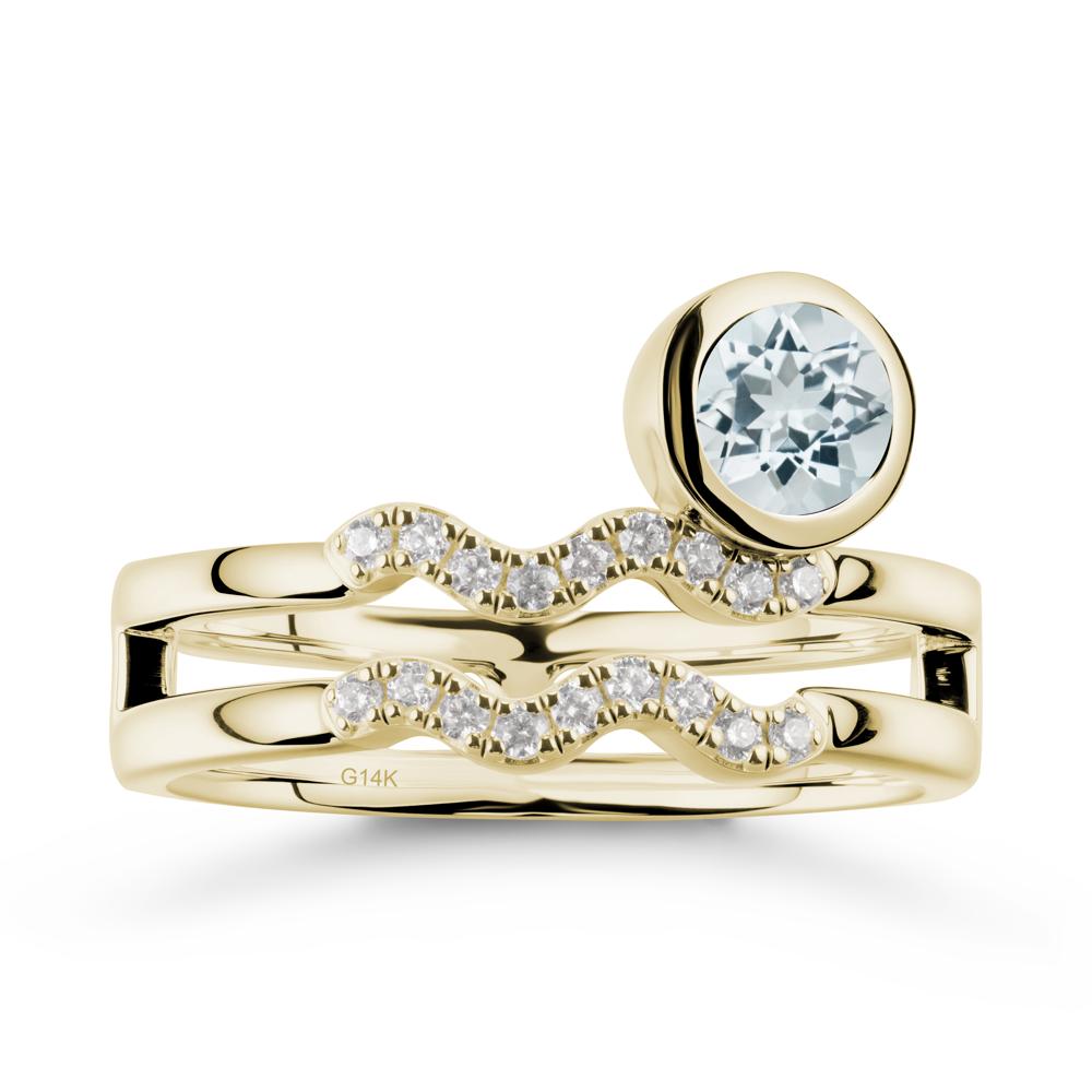 Aquarius Zodiac Aquamarine Ring -Innovative and Unique - LUO Jewelry #metal_14k yellow gold
