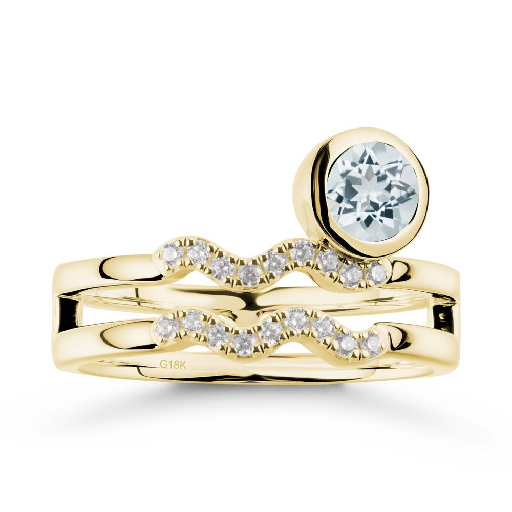 Aquarius Zodiac Aquamarine Ring -Innovative and Unique - LUO Jewelry #metal_18k yellow gold