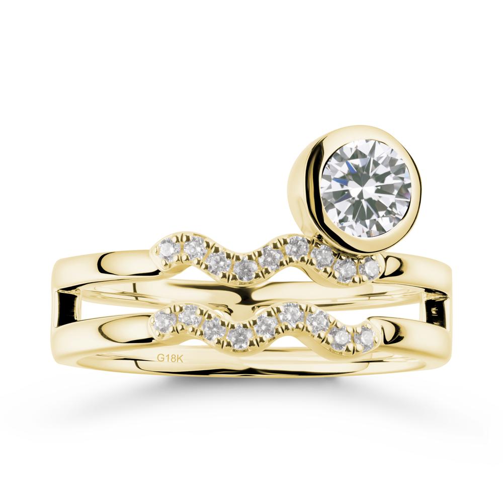 Double Band Aquarius Zodiac Cubic Zirconia Ring - LUO Jewelry #metal_18k yellow gold