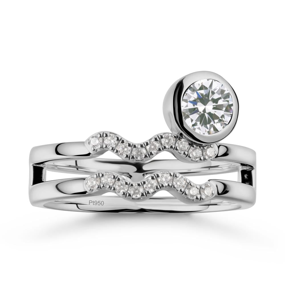 Double Band Aquarius Zodiac Cubic Zirconia Ring - LUO Jewelry #metal_platinum