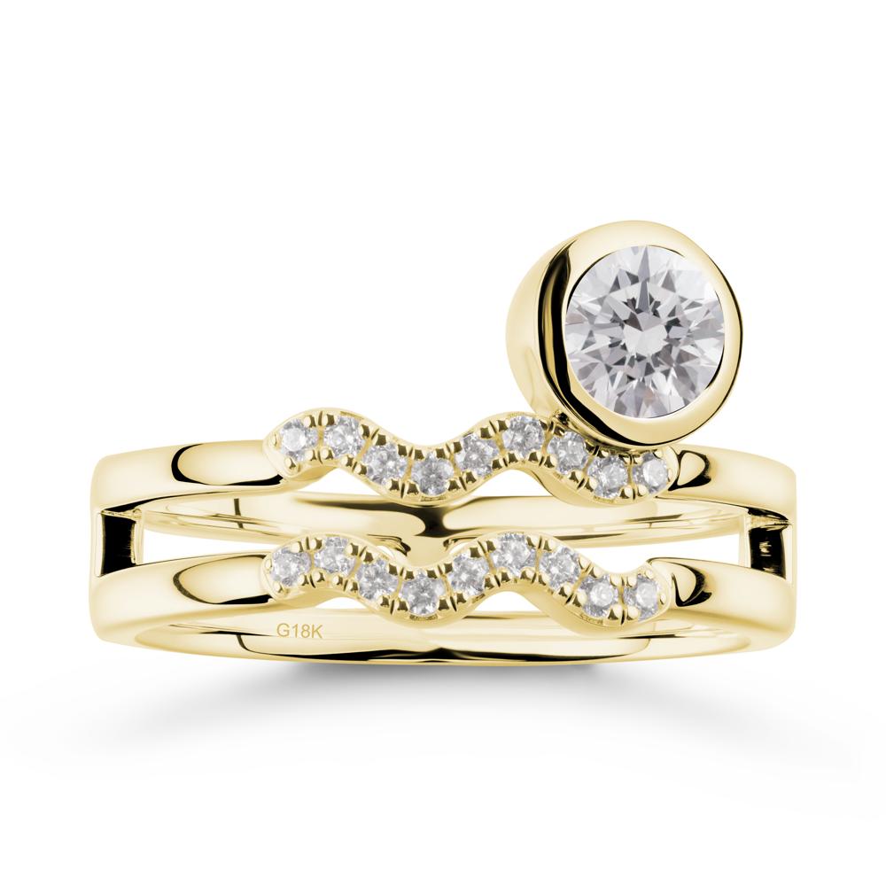 Aquarius Zodiac Diamond Ring -Innovative and Unique - LUO Jewelry #metal_18k yellow gold