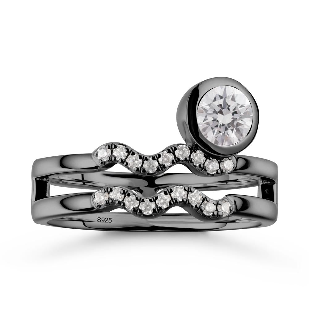 Aquarius Zodiac Diamond Ring -Innovative and Unique - LUO Jewelry #metal_black finish sterling silver