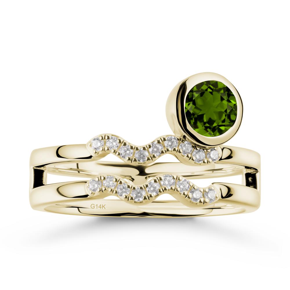 Double Band Aquarius Zodiac Diopside Ring - LUO Jewelry #metal_14k yellow gold