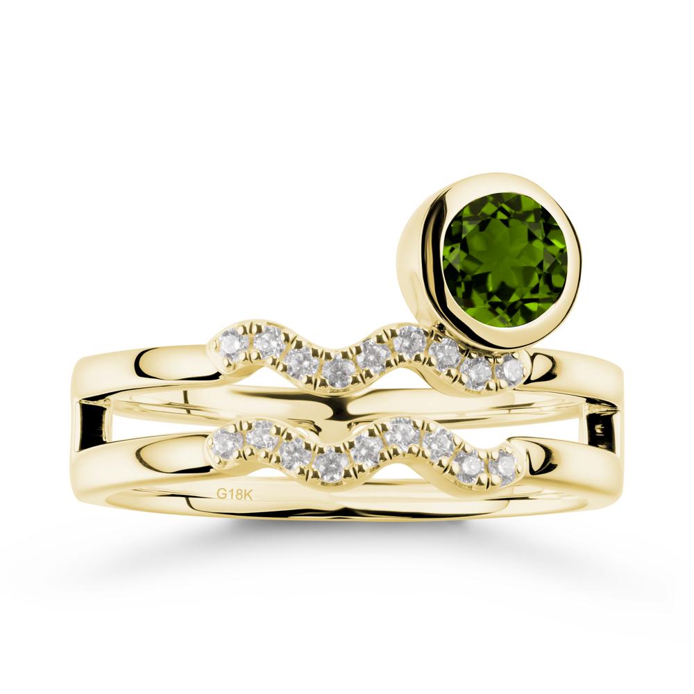 Double Band Aquarius Zodiac Diopside Ring - LUO Jewelry #metal_18k yellow gold