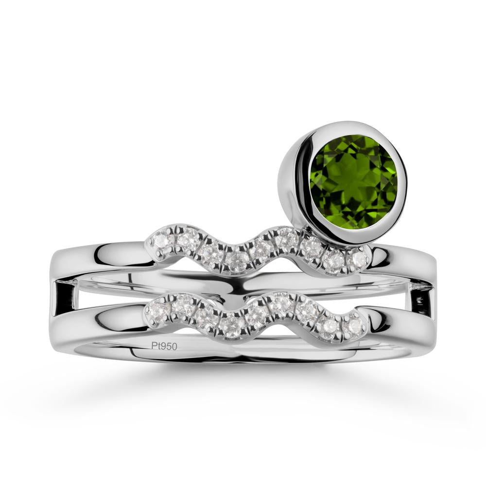 Double Band Aquarius Zodiac Diopside Ring - LUO Jewelry #metal_platinum