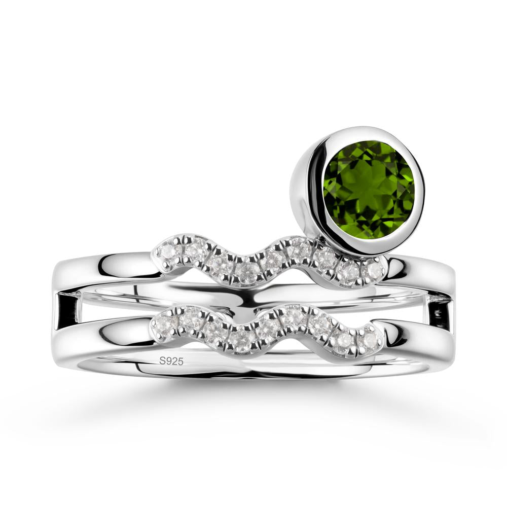 Double Band Aquarius Zodiac Diopside Ring - LUO Jewelry #metal_sterling silver