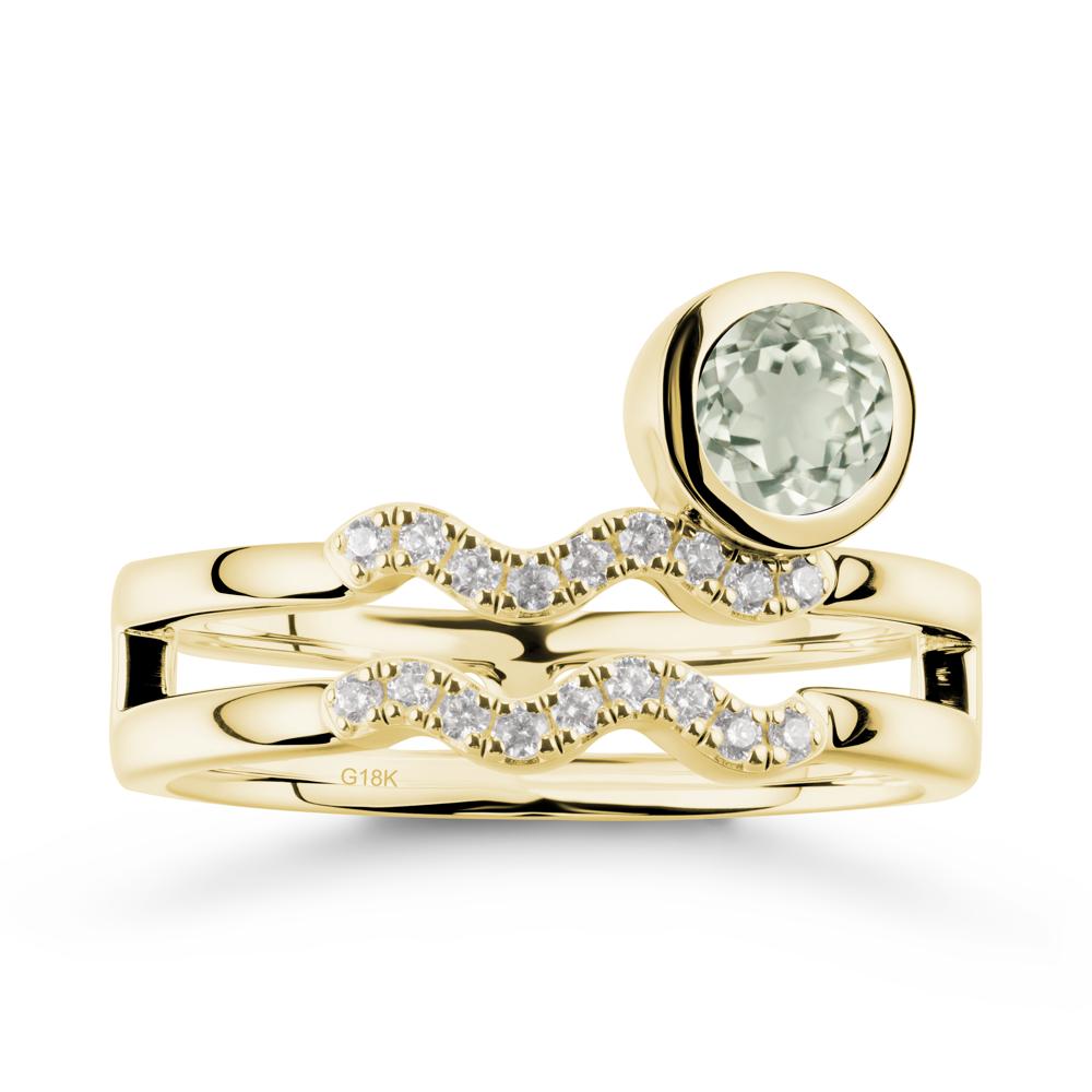 Aquarius Zodiac Green Amethyst Ring -Innovative and Unique - LUO Jewelry #metal_18k yellow gold