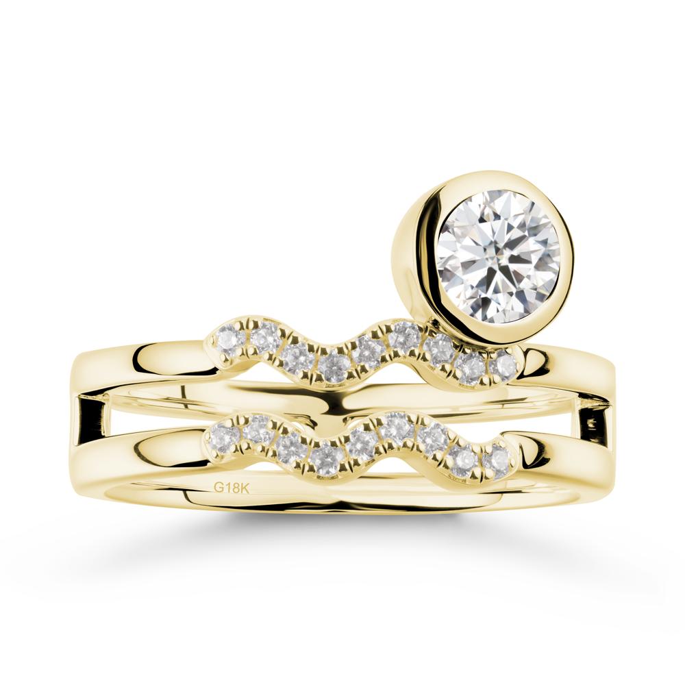 Aquarius Zodiac Moissanite Ring -Innovative and Unique - LUO Jewelry #metal_18k yellow gold
