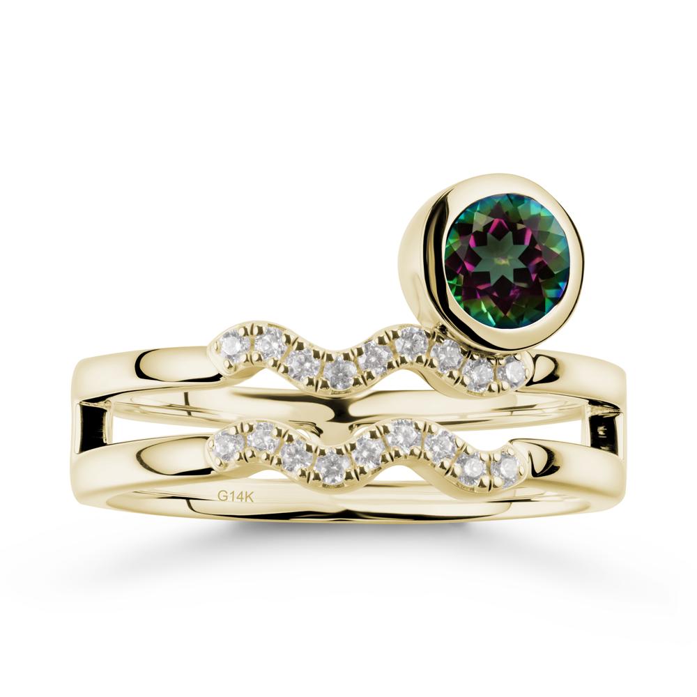 Double Band Aquarius Zodiac Mystic Topaz Ring - LUO Jewelry #metal_14k yellow gold