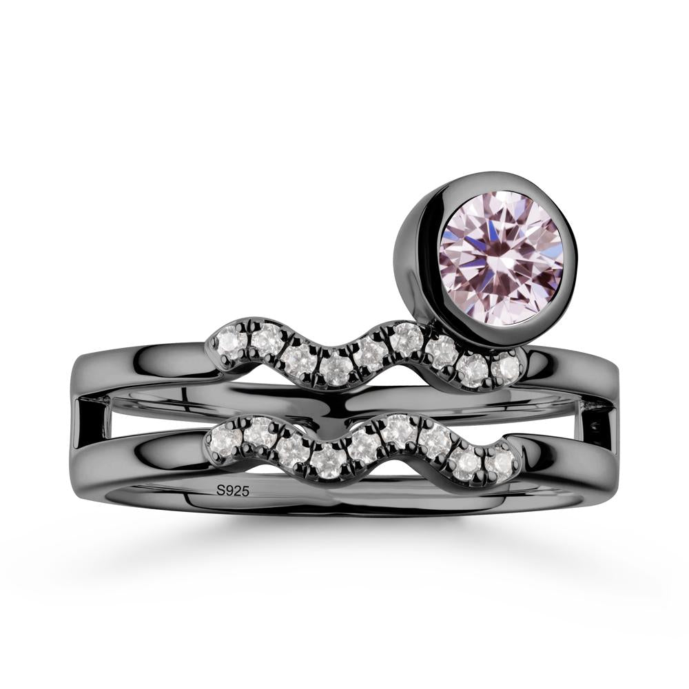 Aquarius Zodiac Pink Cubic Zirconia Ring -Innovative and Unique - LUO Jewelry #metal_black finish sterling silver