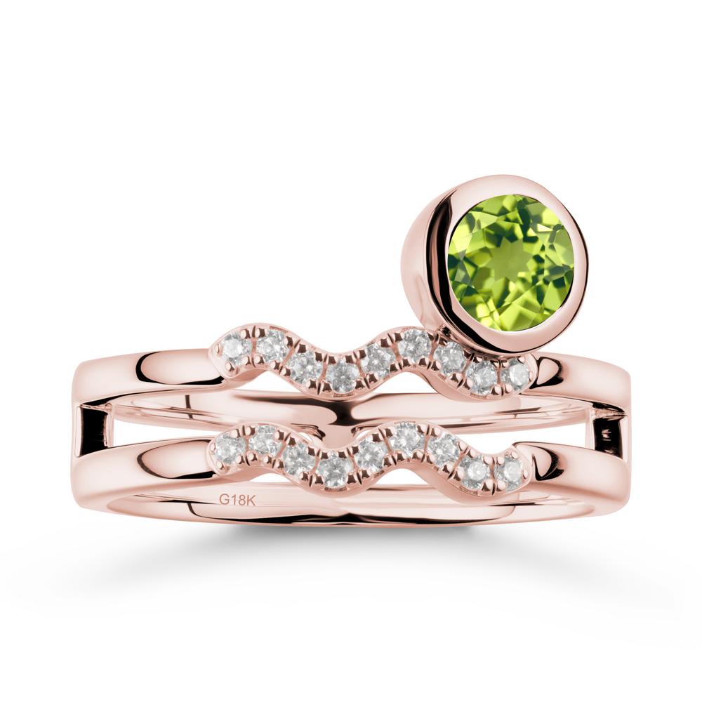 Double Band Aquarius Zodiac Peridot Ring - LUO Jewelry #metal_18k rose gold