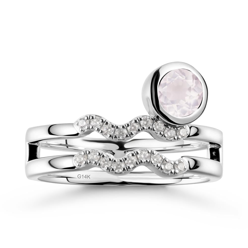 Aquarius Zodiac Rose Quartz Ring -Innovative and Unique - LUO Jewelry #metal_14k white gold