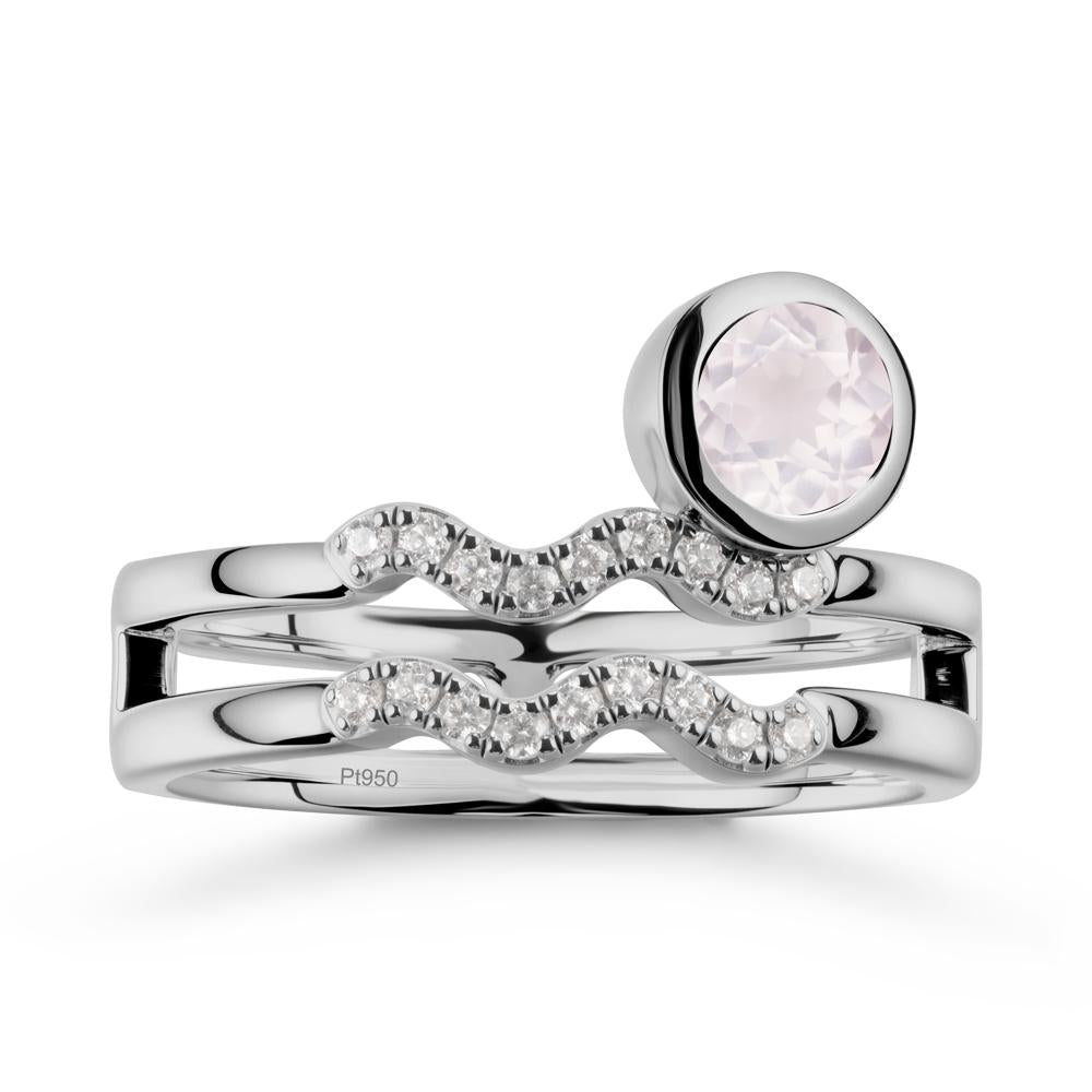 Aquarius Zodiac Rose Quartz Ring -Innovative and Unique - LUO Jewelry #metal_platinum