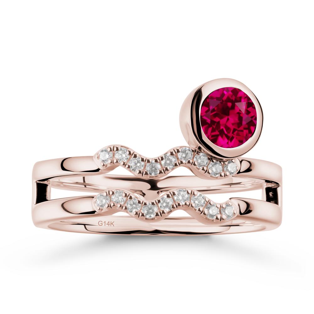 Aquarius Zodiac Ruby Ring -Innovative and Unique - LUO Jewelry #metal_14k rose gold
