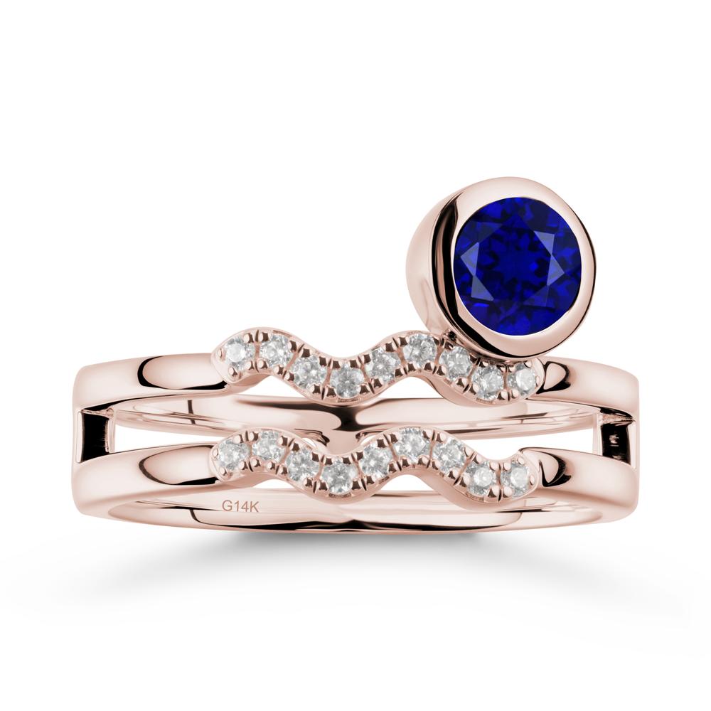 Double Band Aquarius Zodiac Sapphire Ring - LUO Jewelry #metal_14k rose gold