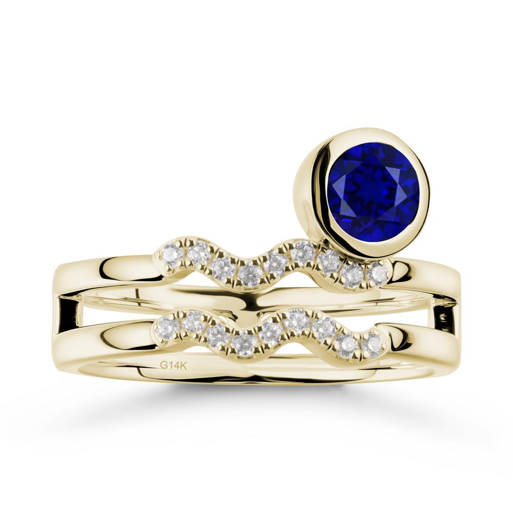 Double Band Aquarius Zodiac Sapphire Ring - LUO Jewelry #metal_14k yellow gold