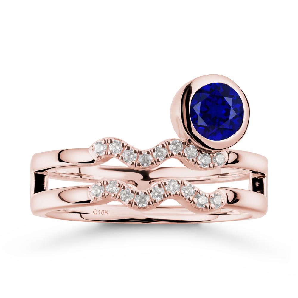 Double Band Aquarius Zodiac Sapphire Ring - LUO Jewelry #metal_18k rose gold