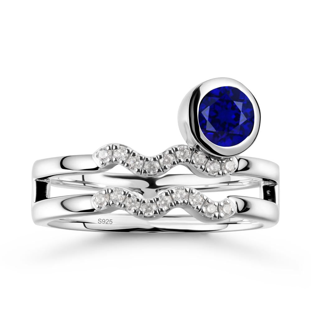 Double Band Aquarius Zodiac Sapphire Ring - LUO Jewelry #metal_sterling silver