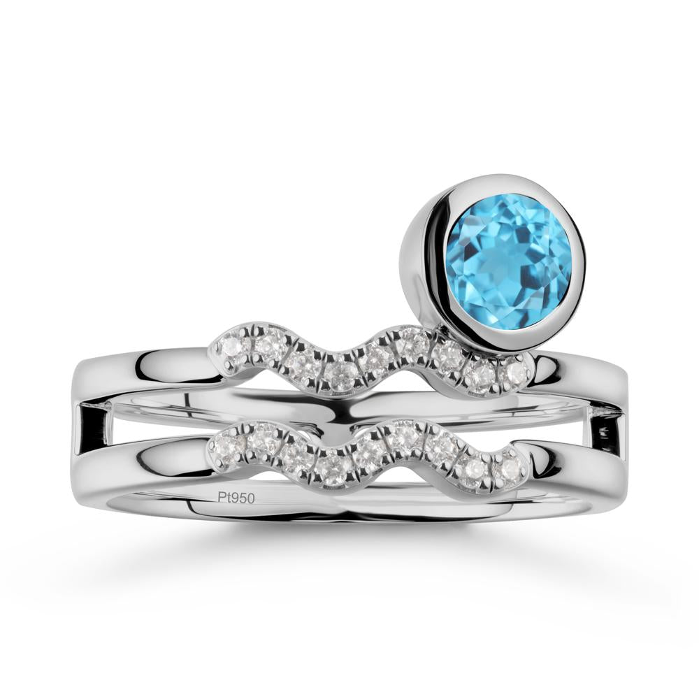 Double Band Aquarius Zodiac Swiss Blue Topaz Ring - LUO Jewelry #metal_platinum