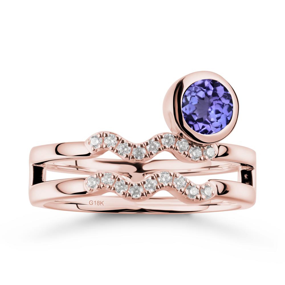 Aquarius Zodiac Tanzanite Ring -Innovative and Unique - LUO Jewelry #metal_18k rose gold