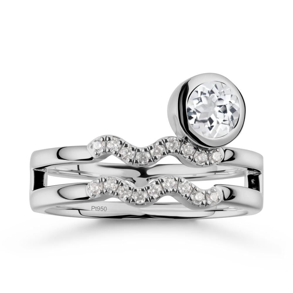 Double Band Aquarius Zodiac White Topaz Ring - LUO Jewelry #metal_platinum