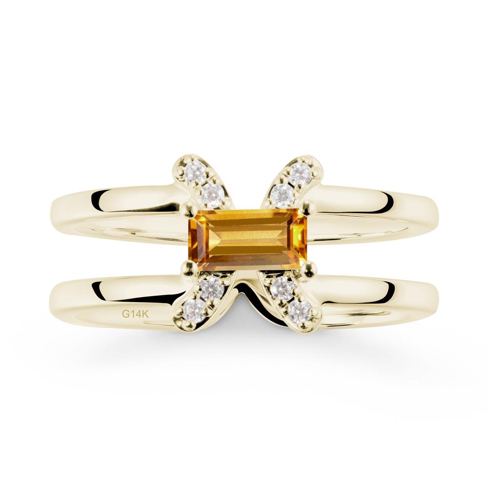 Double Band Pisces Zodiac Citrine Ring-Dreamy and Sensitive - LUO Jewelry #metal_14k yellow gold