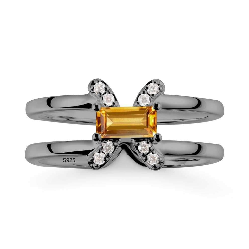 Double Band Pisces Zodiac Citrine Ring-Dreamy and Sensitive - LUO Jewelry #metal_black finish sterling silver
