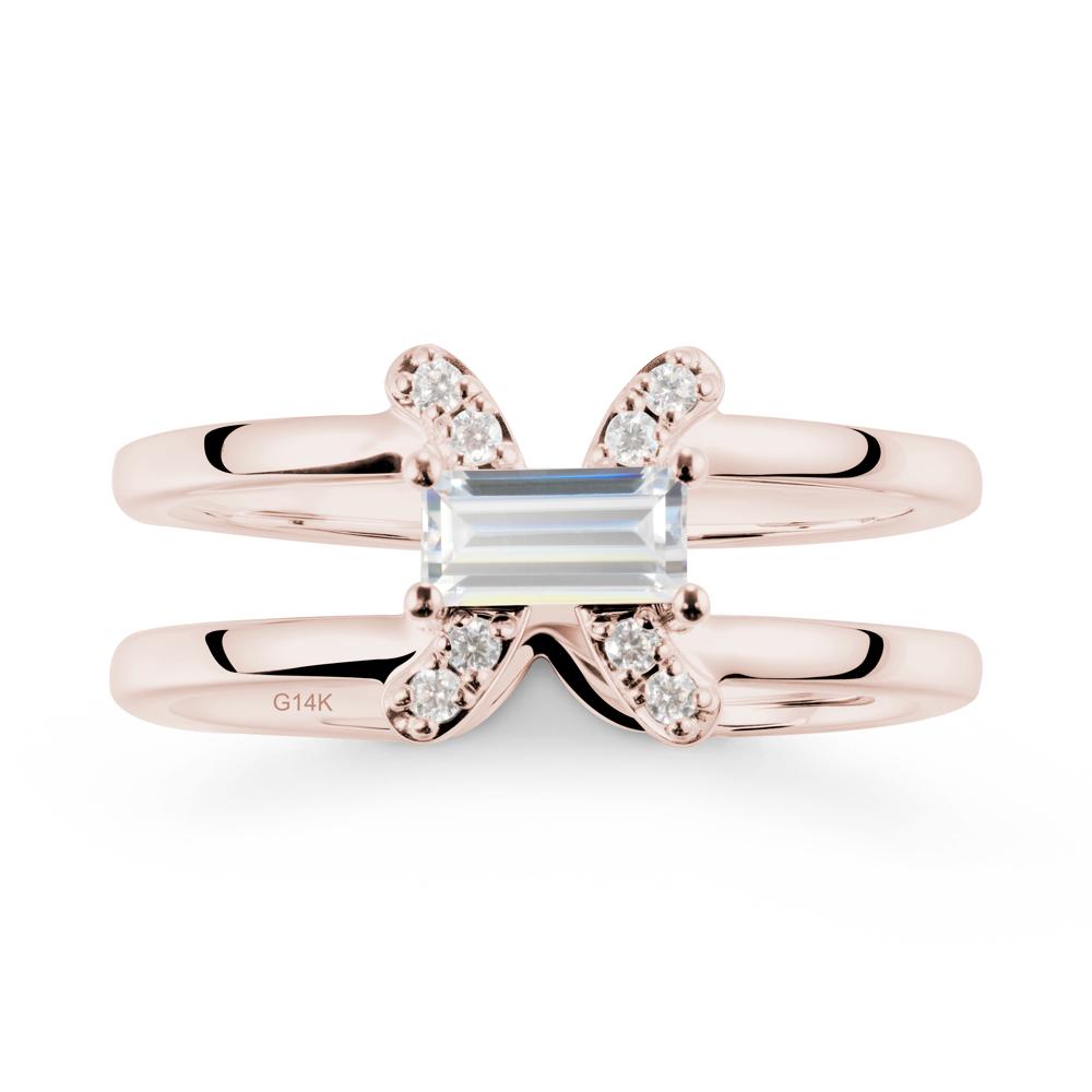 Pisces Zodiac Baguette Cubic Zirconia Ring - LUO Jewelry #metal_14k rose gold