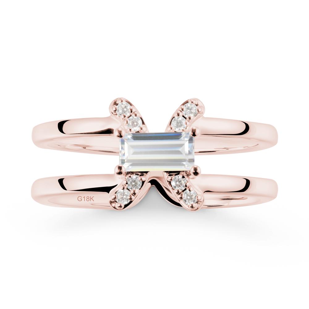 Pisces Zodiac Baguette Cubic Zirconia Ring - LUO Jewelry #metal_18k rose gold