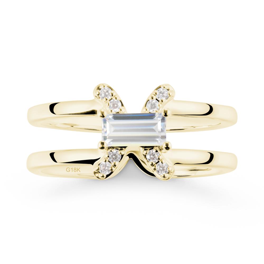 Pisces Zodiac Baguette Cubic Zirconia Ring - LUO Jewelry #metal_18k yellow gold