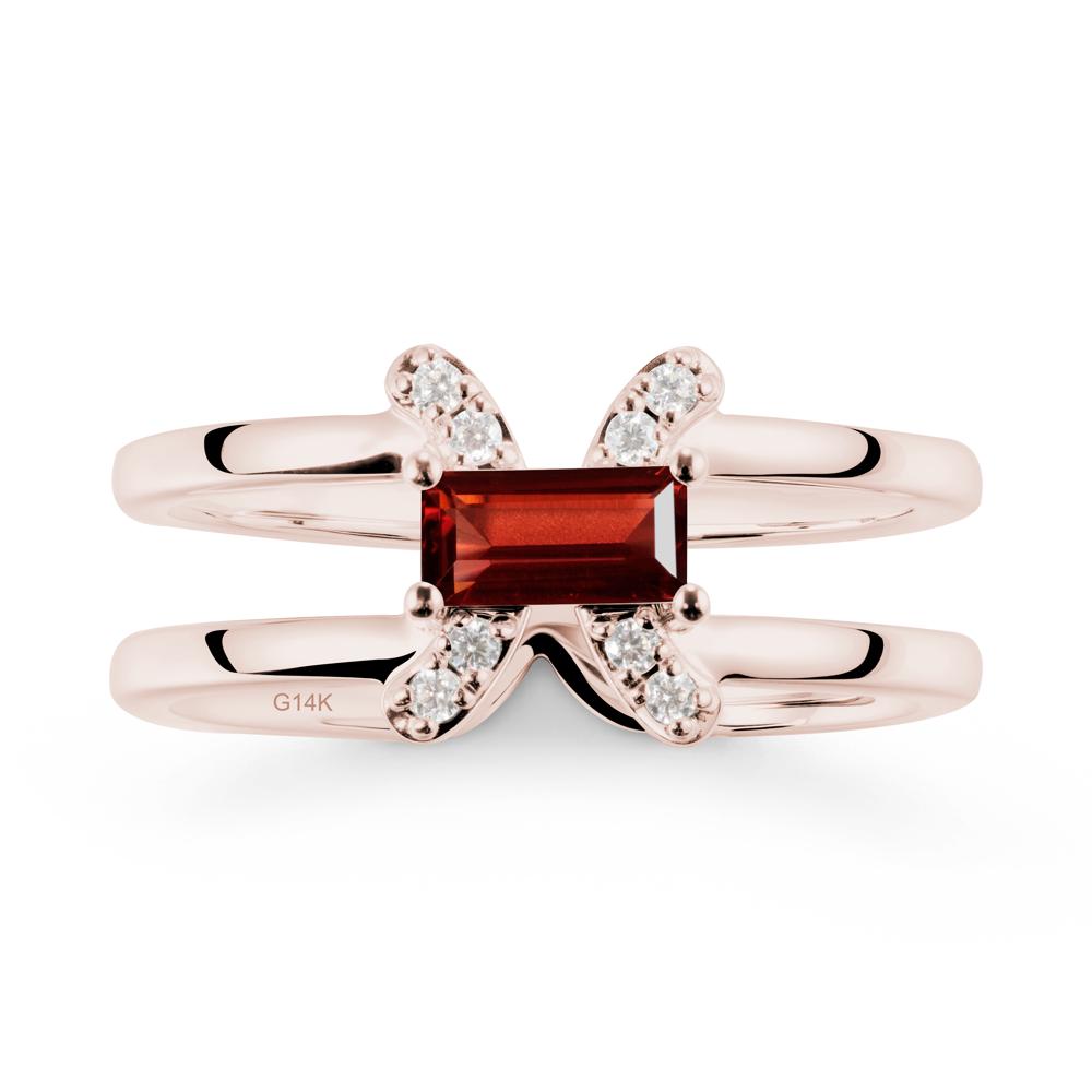 Double Band Pisces Zodiac Garnet Ring-Dreamy and Sensitive - LUO Jewelry #metal_14k rose gold