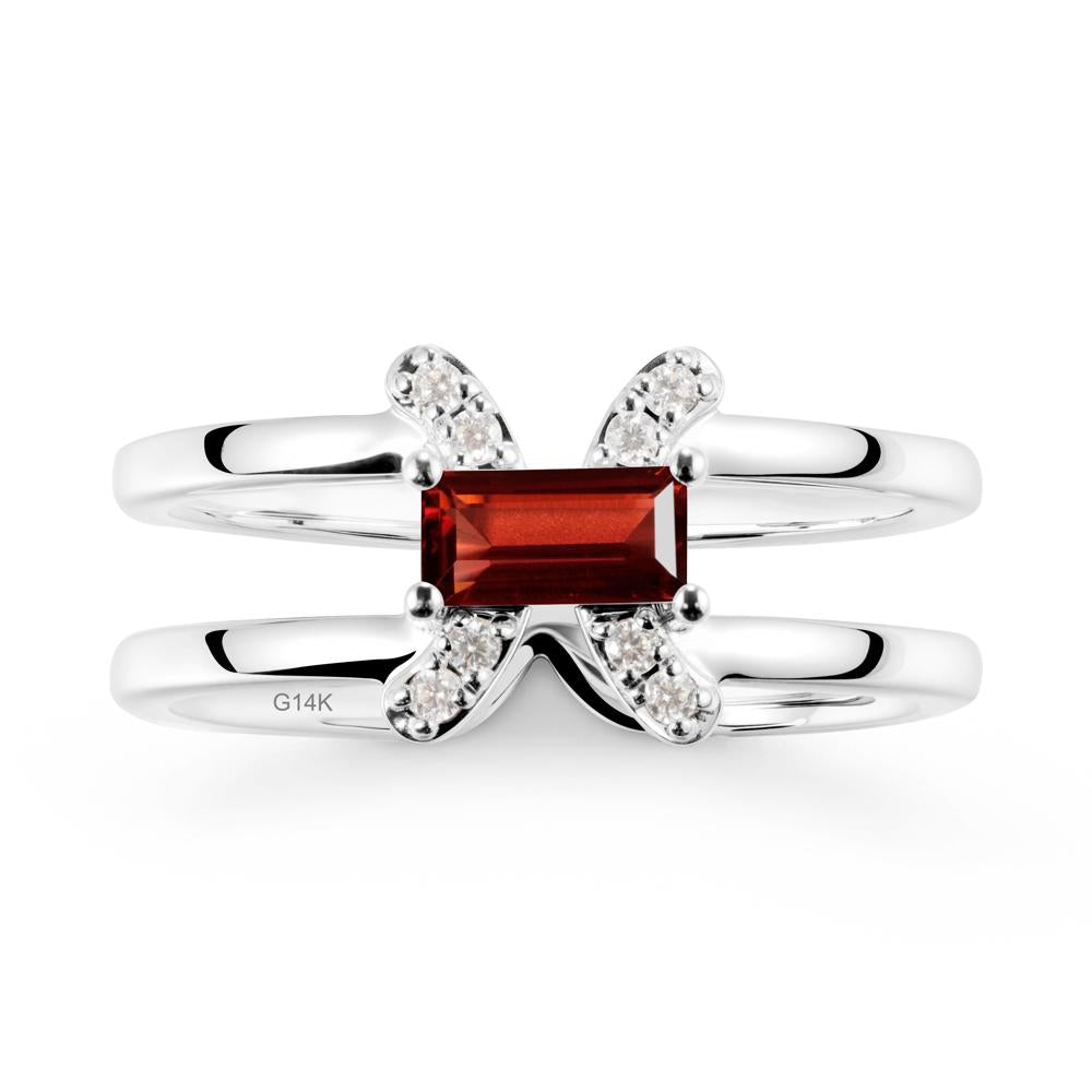 Double Band Pisces Zodiac Garnet Ring-Dreamy and Sensitive - LUO Jewelry #metal_14k white gold