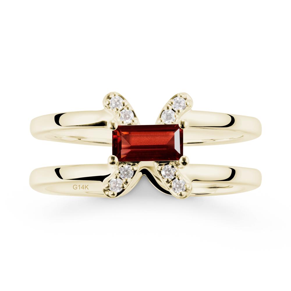 Double Band Pisces Zodiac Garnet Ring-Dreamy and Sensitive - LUO Jewelry #metal_14k yellow gold