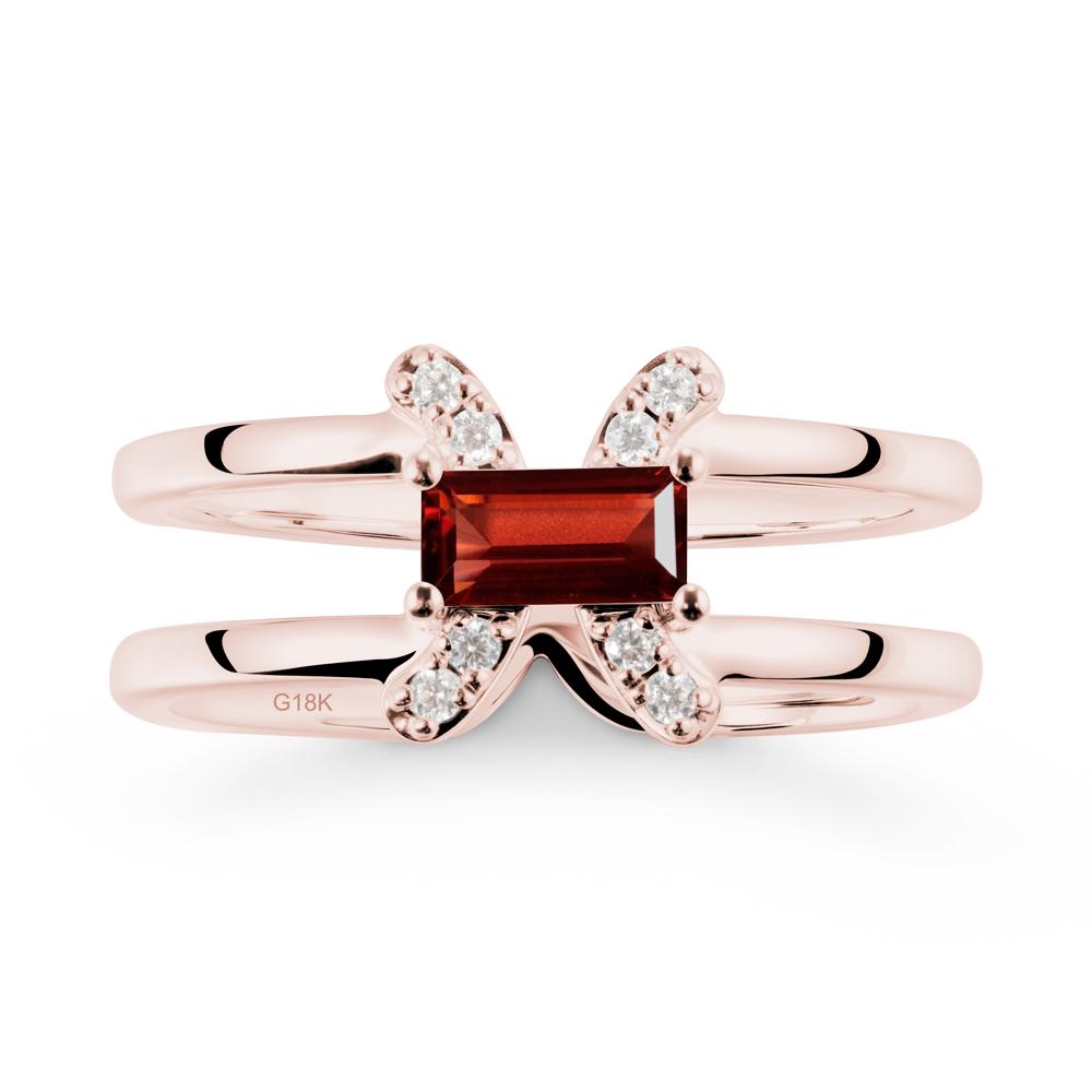 Double Band Pisces Zodiac Garnet Ring-Dreamy and Sensitive - LUO Jewelry #metal_18k rose gold