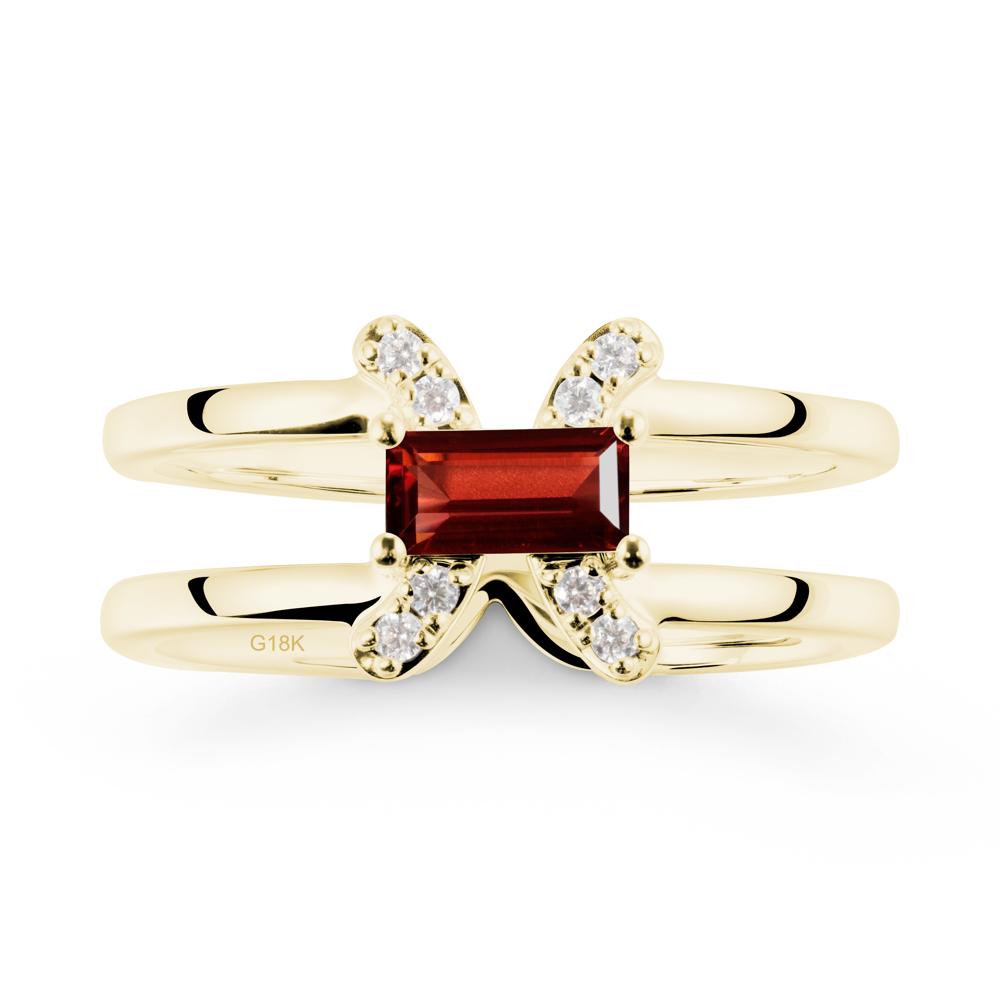 Double Band Pisces Zodiac Garnet Ring-Dreamy and Sensitive - LUO Jewelry #metal_18k yellow gold