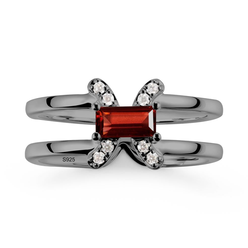 Double Band Pisces Zodiac Garnet Ring-Dreamy and Sensitive - LUO Jewelry #metal_black finish sterling silver