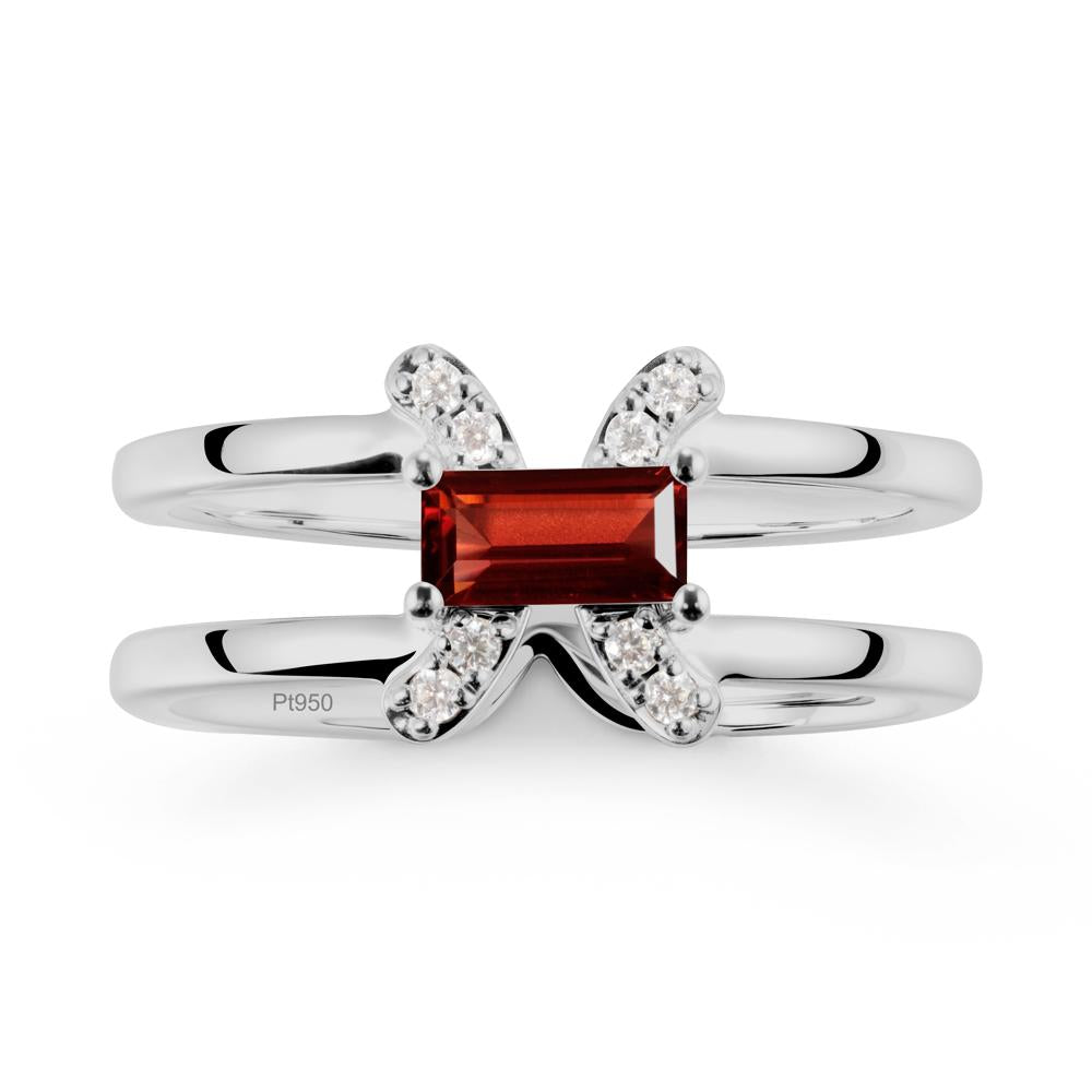 Double Band Pisces Zodiac Garnet Ring-Dreamy and Sensitive - LUO Jewelry #metal_platinum