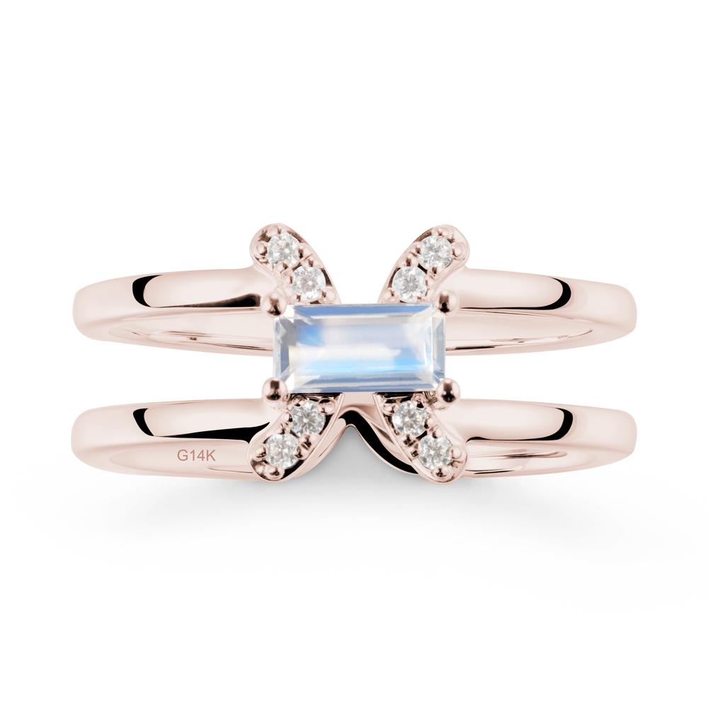 Unique Double Band Moonstone Ring - LUO Jewelry #metal_14k rose gold