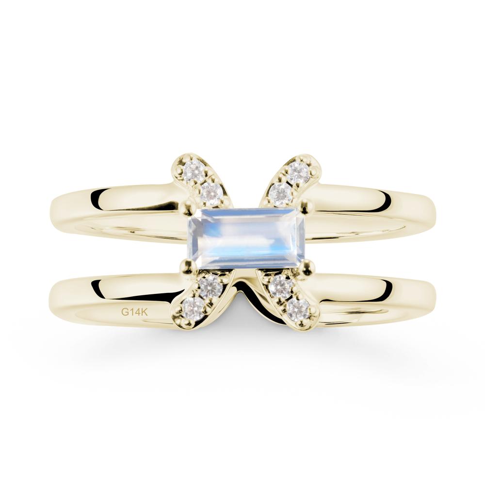 Unique Double Band Moonstone Ring - LUO Jewelry #metal_14k yellow gold