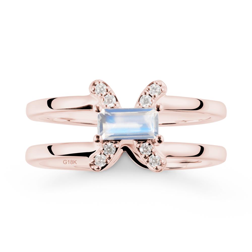 Unique Double Band Moonstone Ring - LUO Jewelry #metal_18k rose gold