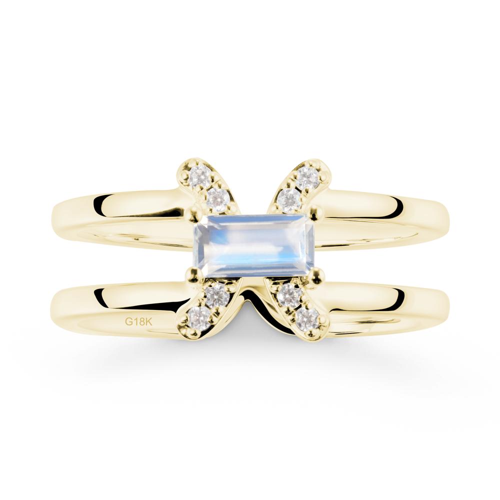 Unique Double Band Moonstone Ring - LUO Jewelry #metal_18k yellow gold