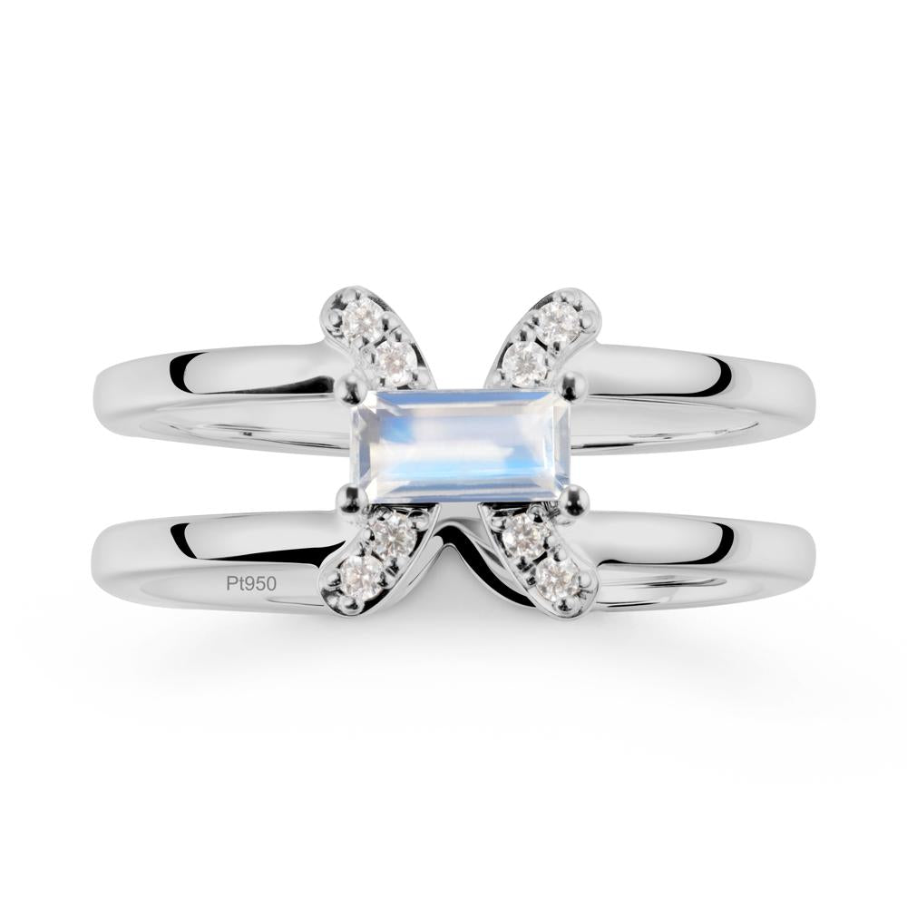 Unique Double Band Moonstone Ring - LUO Jewelry #metal_platinum