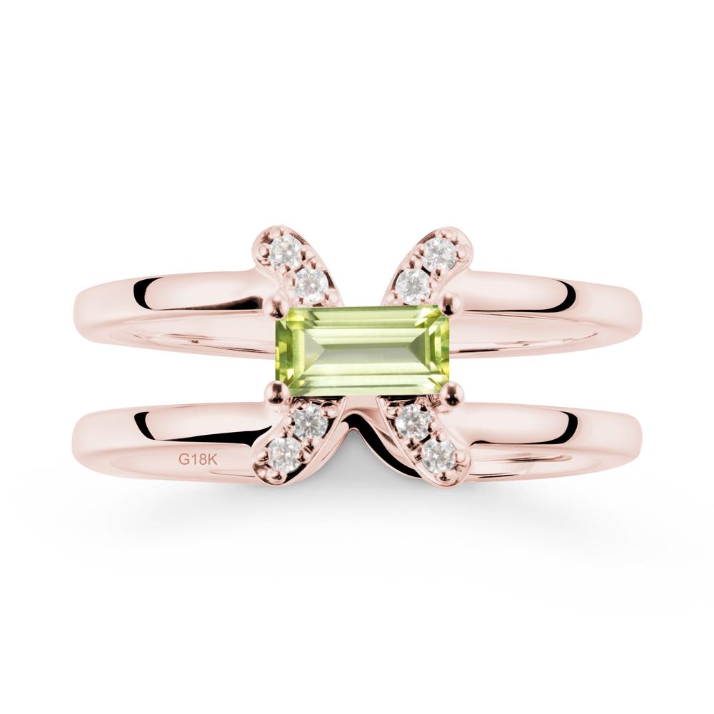 Double Band Pisces Zodiac Peridot Ring-Dreamy and Sensitive - LUO Jewelry #metal_18k rose gold