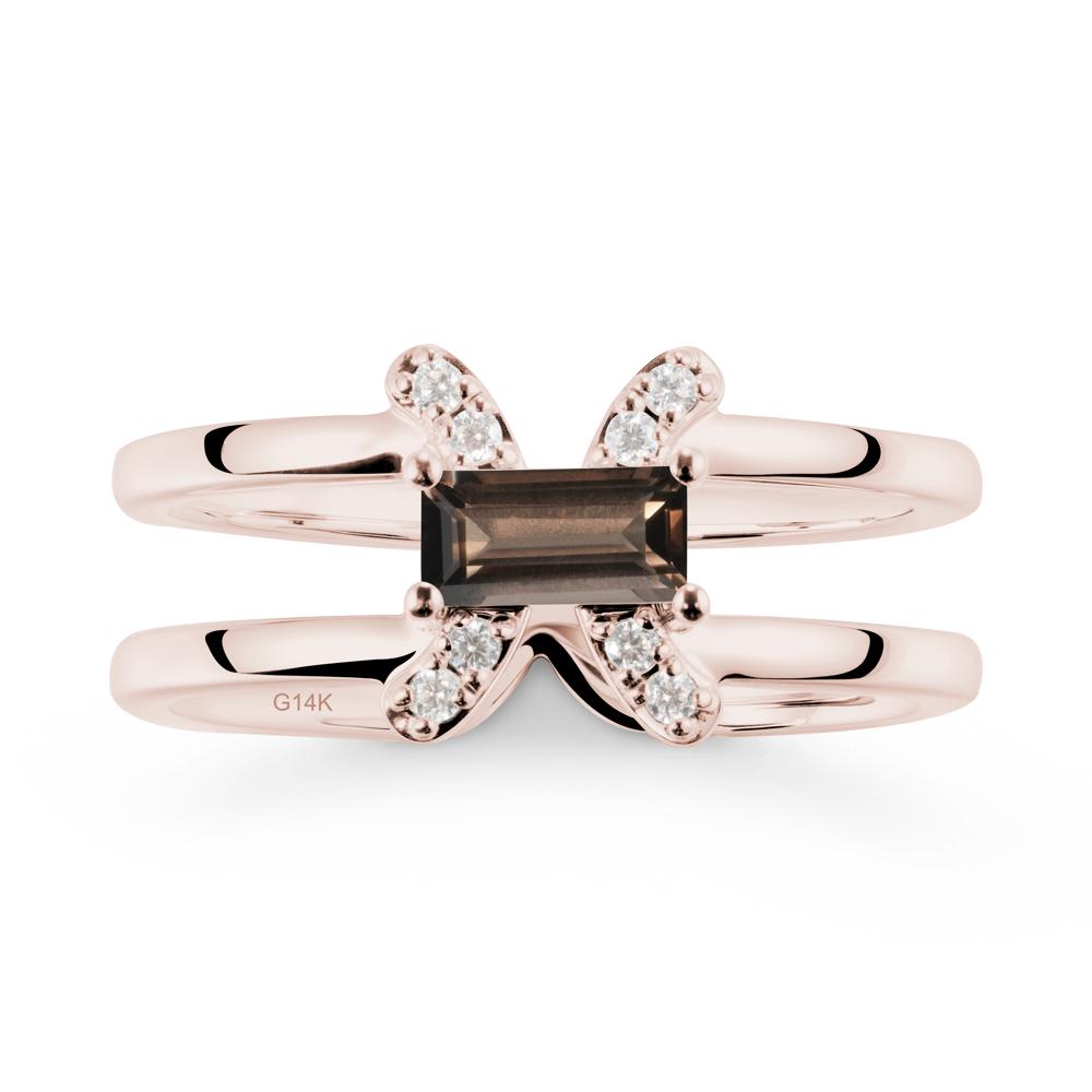 Double Band Pisces Zodiac Smoky Quartz Ring-Dreamy and Sensitive - LUO Jewelry #metal_14k rose gold