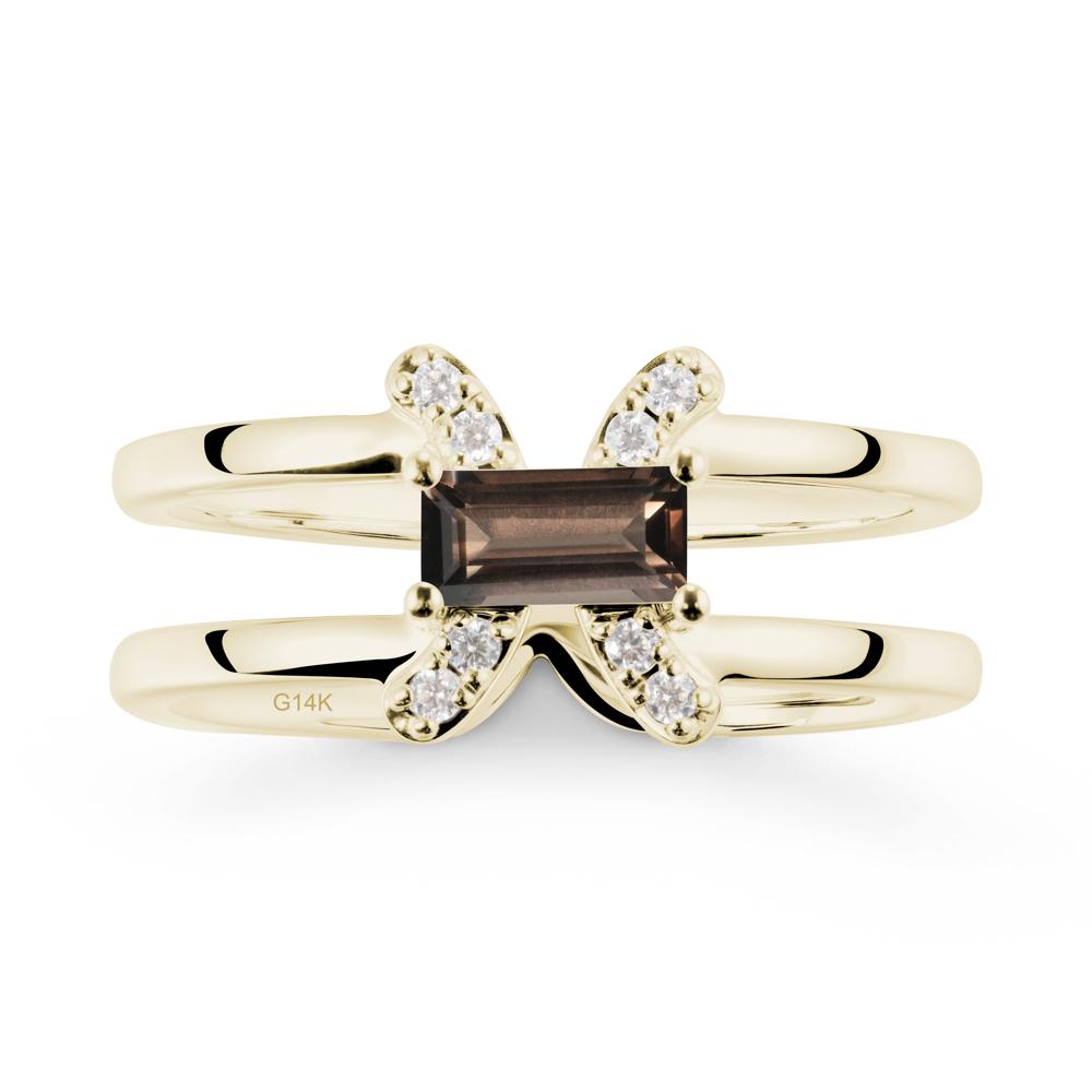 Double Band Pisces Zodiac Smoky Quartz Ring-Dreamy and Sensitive - LUO Jewelry #metal_14k yellow gold