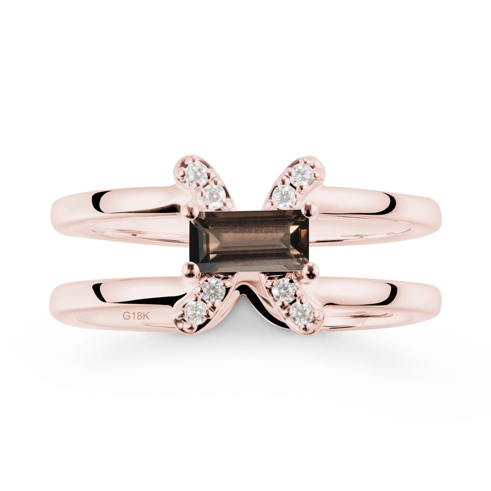 Double Band Pisces Zodiac Smoky Quartz Ring-Dreamy and Sensitive - LUO Jewelry #metal_18k rose gold