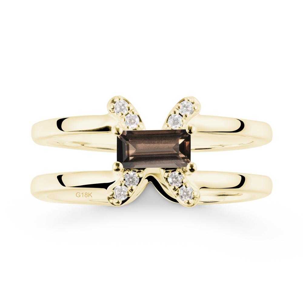 Double Band Pisces Zodiac Smoky Quartz Ring-Dreamy and Sensitive - LUO Jewelry #metal_18k yellow gold